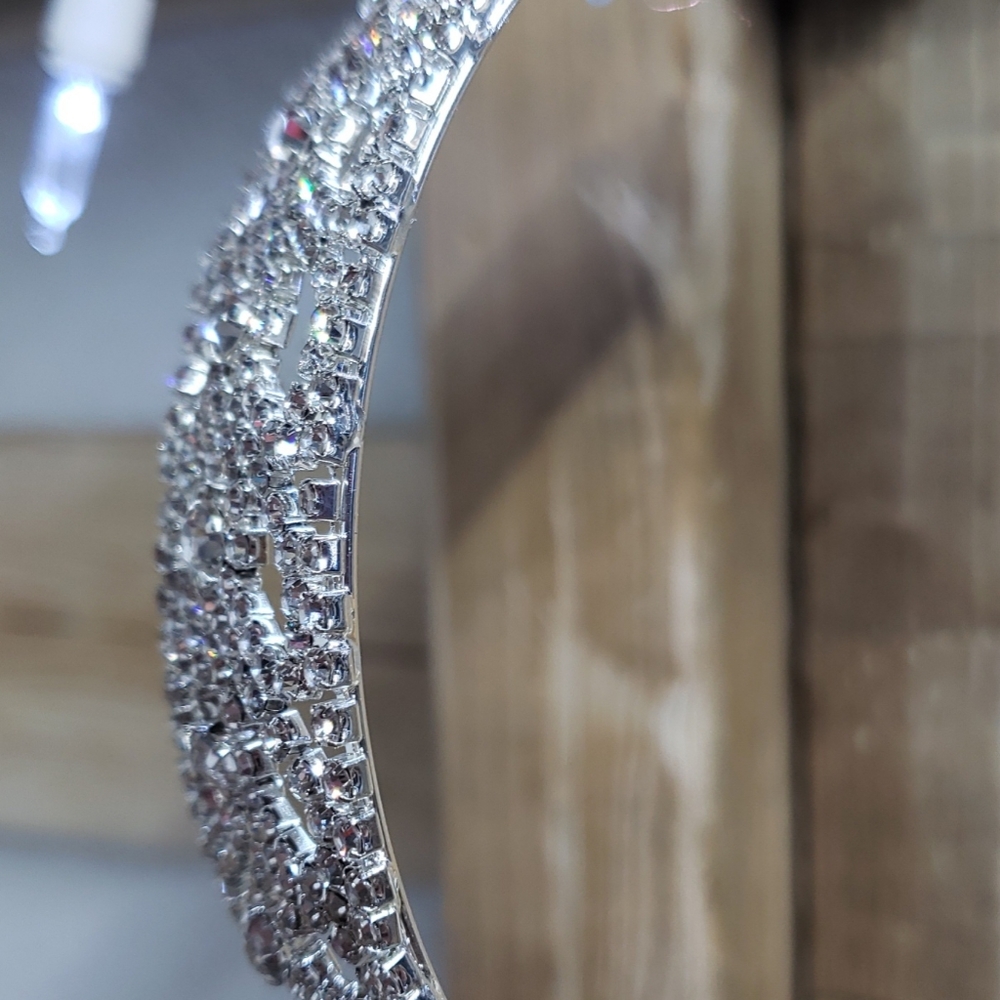 Luxury Natasha rhinestone headband wide silver wedding bridesmaid valentines - Picture 13 of 14